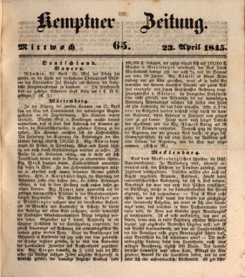 Kemptner Zeitung Mittwoch 23. April 1845