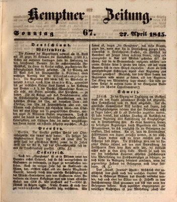 Kemptner Zeitung Sonntag 27. April 1845