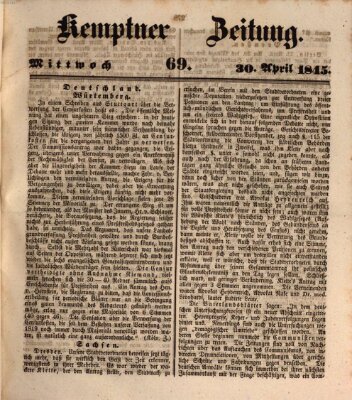 Kemptner Zeitung Mittwoch 30. April 1845