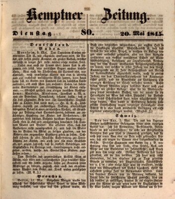 Kemptner Zeitung Dienstag 20. Mai 1845