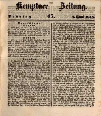 Kemptner Zeitung Sonntag 1. Juni 1845