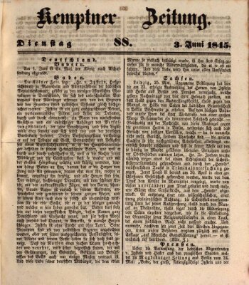 Kemptner Zeitung Dienstag 3. Juni 1845