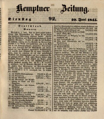 Kemptner Zeitung Dienstag 10. Juni 1845