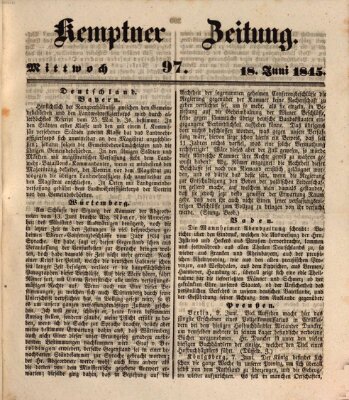 Kemptner Zeitung Mittwoch 18. Juni 1845