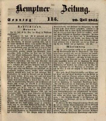 Kemptner Zeitung Sonntag 20. Juli 1845