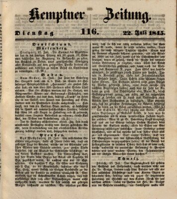 Kemptner Zeitung Dienstag 22. Juli 1845