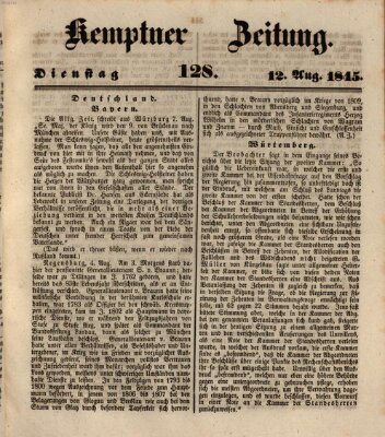 Kemptner Zeitung Dienstag 12. August 1845