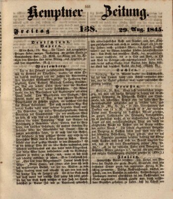 Kemptner Zeitung Freitag 29. August 1845