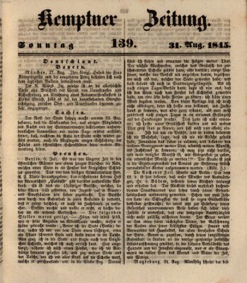 Kemptner Zeitung Sonntag 31. August 1845