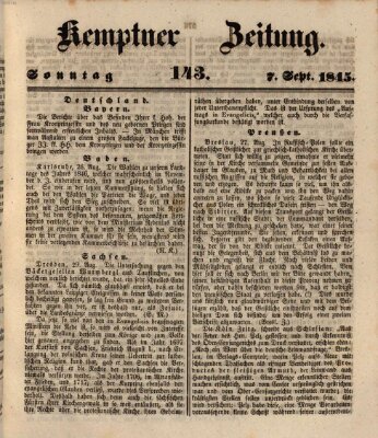 Kemptner Zeitung Sonntag 7. September 1845