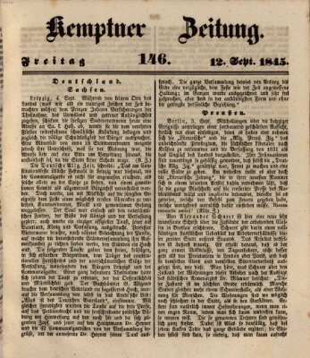 Kemptner Zeitung Freitag 12. September 1845