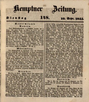 Kemptner Zeitung Dienstag 16. September 1845