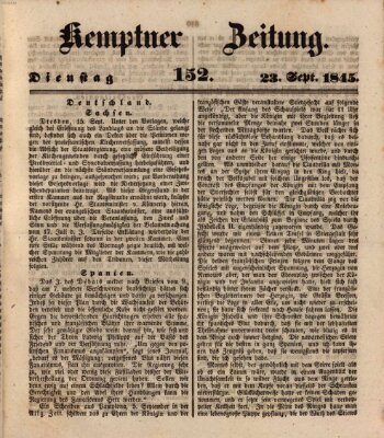 Kemptner Zeitung Dienstag 23. September 1845