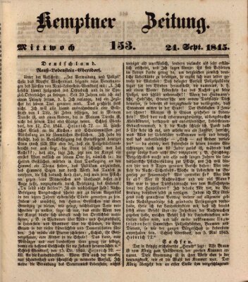 Kemptner Zeitung Mittwoch 24. September 1845