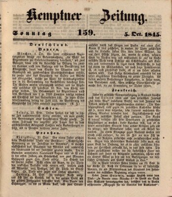 Kemptner Zeitung Sonntag 5. Oktober 1845