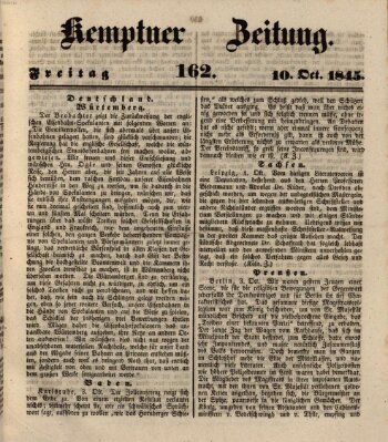 Kemptner Zeitung Freitag 10. Oktober 1845