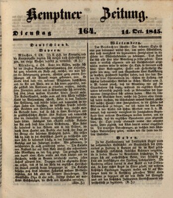 Kemptner Zeitung Dienstag 14. Oktober 1845