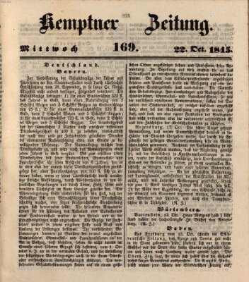 Kemptner Zeitung Mittwoch 22. Oktober 1845