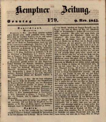 Kemptner Zeitung Sonntag 9. November 1845