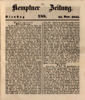 Kemptner Zeitung Dienstag 25. November 1845