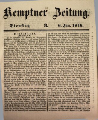 Kemptner Zeitung Dienstag 6. Januar 1846