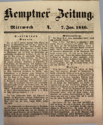 Kemptner Zeitung Mittwoch 7. Januar 1846