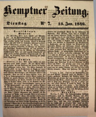 Kemptner Zeitung Dienstag 13. Januar 1846