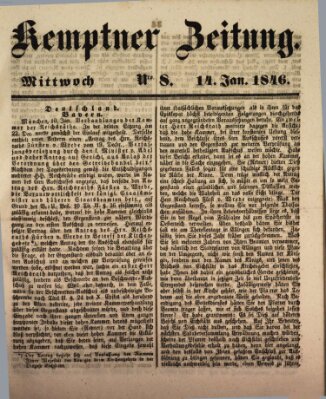 Kemptner Zeitung Mittwoch 14. Januar 1846