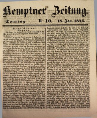 Kemptner Zeitung Sonntag 18. Januar 1846