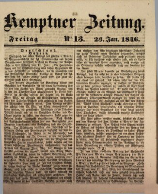 Kemptner Zeitung Freitag 23. Januar 1846