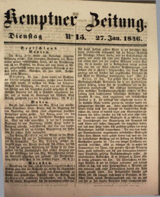 Kemptner Zeitung Dienstag 27. Januar 1846