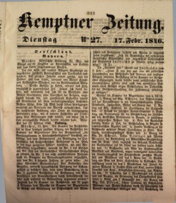 Kemptner Zeitung Dienstag 17. Februar 1846