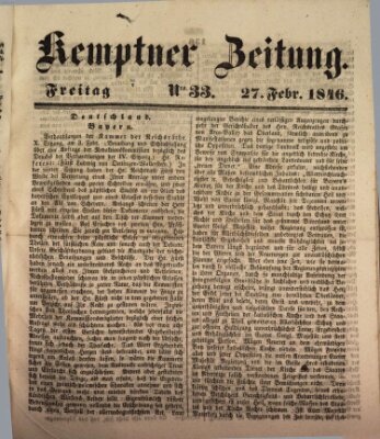 Kemptner Zeitung Freitag 27. Februar 1846