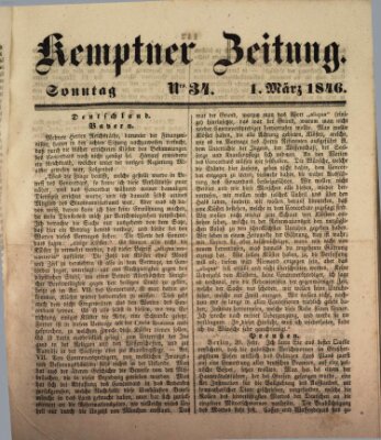 Kemptner Zeitung Sonntag 1. März 1846