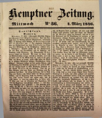 Kemptner Zeitung Mittwoch 4. März 1846