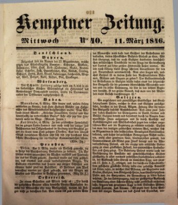 Kemptner Zeitung Mittwoch 11. März 1846