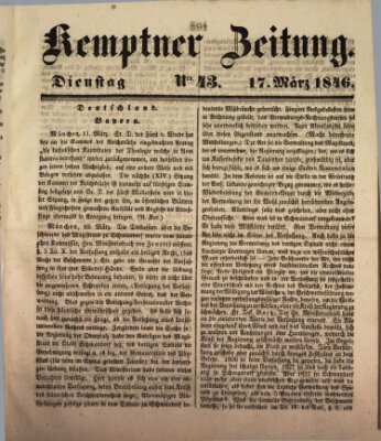 Kemptner Zeitung Dienstag 17. März 1846