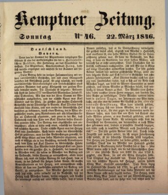 Kemptner Zeitung Sonntag 22. März 1846