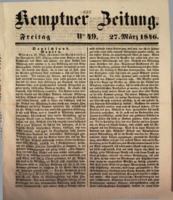 Kemptner Zeitung Freitag 27. März 1846