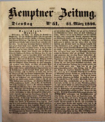 Kemptner Zeitung Dienstag 31. März 1846