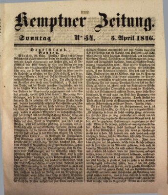 Kemptner Zeitung Sonntag 5. April 1846