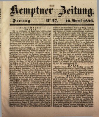 Kemptner Zeitung Freitag 10. April 1846