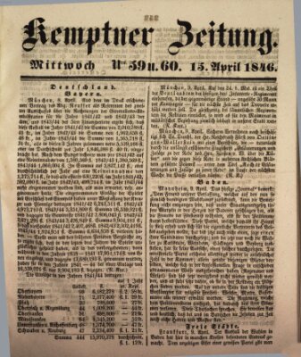 Kemptner Zeitung Mittwoch 15. April 1846