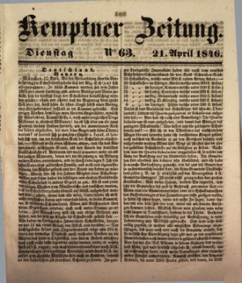 Kemptner Zeitung Dienstag 21. April 1846