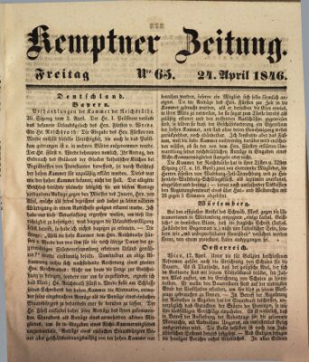 Kemptner Zeitung Freitag 24. April 1846