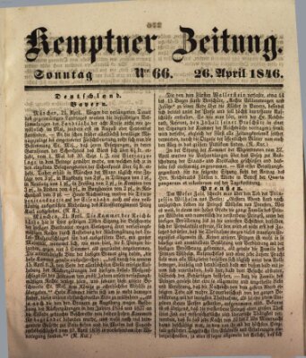 Kemptner Zeitung Sonntag 26. April 1846