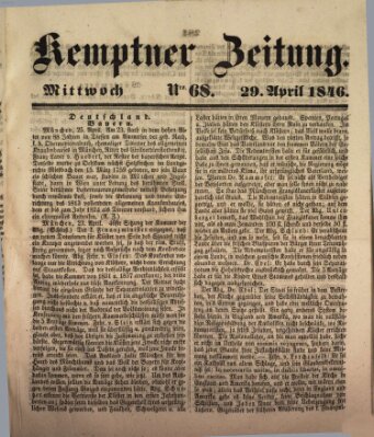 Kemptner Zeitung Mittwoch 29. April 1846