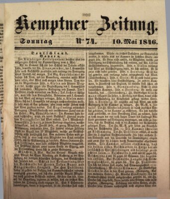 Kemptner Zeitung Sonntag 10. Mai 1846