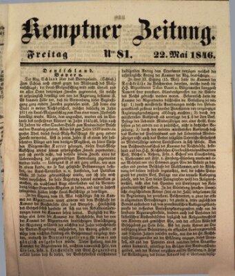 Kemptner Zeitung Freitag 22. Mai 1846