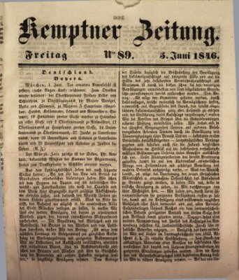 Kemptner Zeitung Freitag 5. Juni 1846